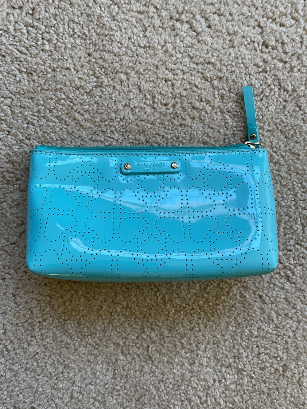 kate spade Turquoise Patent Leather Cosmetic Pouch